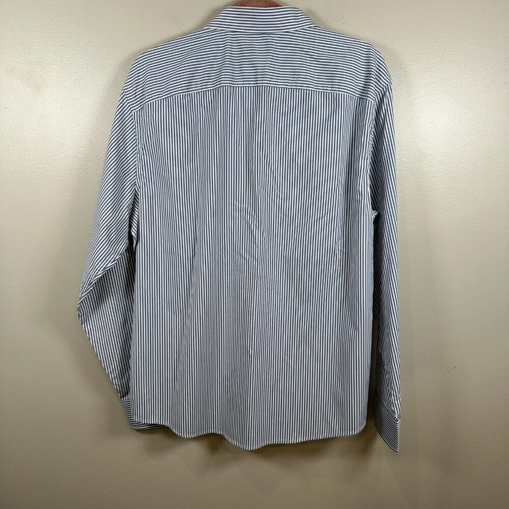 UNTUCKit Button Down Dress Shirt Mens XLarge Blue Stripe Performance Career Work - Picture 10 of 10